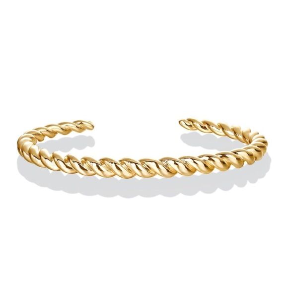 14k Gold Plated Twisty Bangle Bracelet - Picture 2 of 5